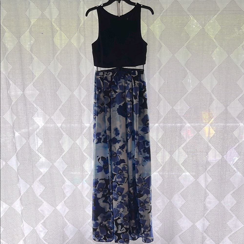 Black and Blue Floral Maxi Dress